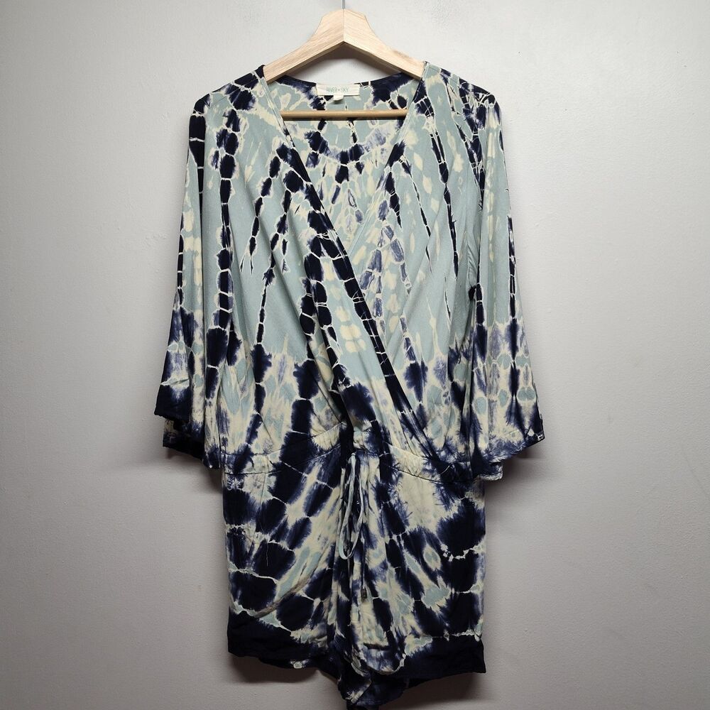 River + Sky Light Blue and Navy Tie-Dye Romper